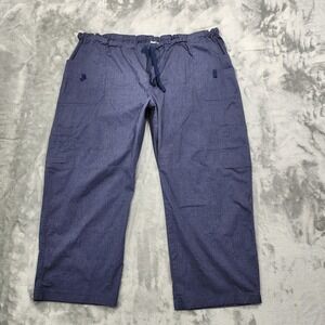 UA Scrubs Pants Women 4XP PETITE Blue Butter-Soft Stretch Drawstring Cargo Scrub